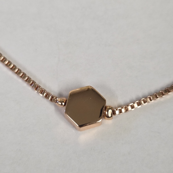 💖French Connection Rose Gold Hexagon Box Chain Bracelet - Picture 3 of 5